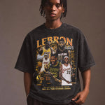 Model wearing the LeBron James — All-Time Scoring King Tee, front view