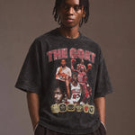 Model wearing the Michael Jordan — The Goat Championship Tee, front view